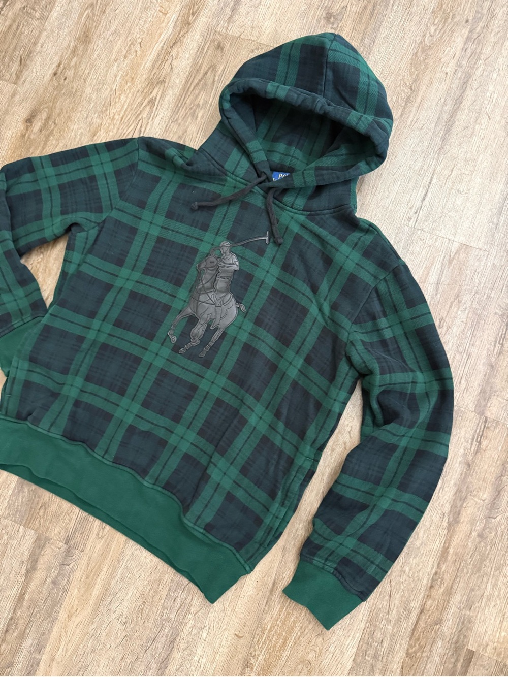 Polo Ralph Lauren • Leather Pony Tartan Plaid Hoodie - Picture 16 of 16